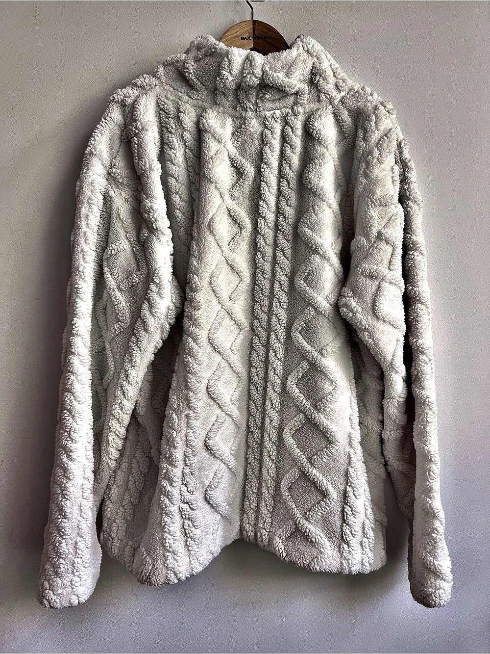 Eddie Bauer Cabincore Casual Cozy Cable Fleece Pullover in White Size Large Like